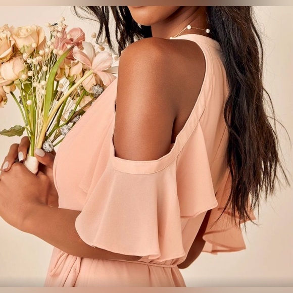 Lulus Easy Listening Blush Off-the-Shoulder Wrap Maxi - Picture 4 of 7